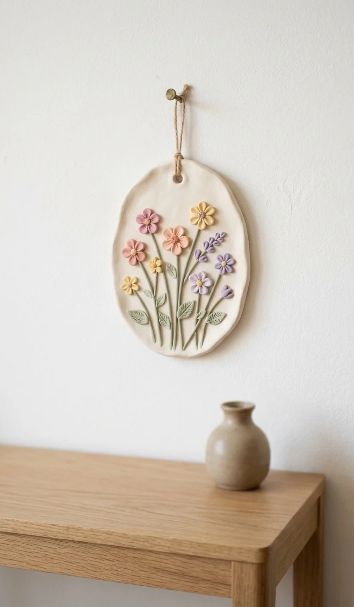 Charming Clay Flower Wall Hanging Ideas