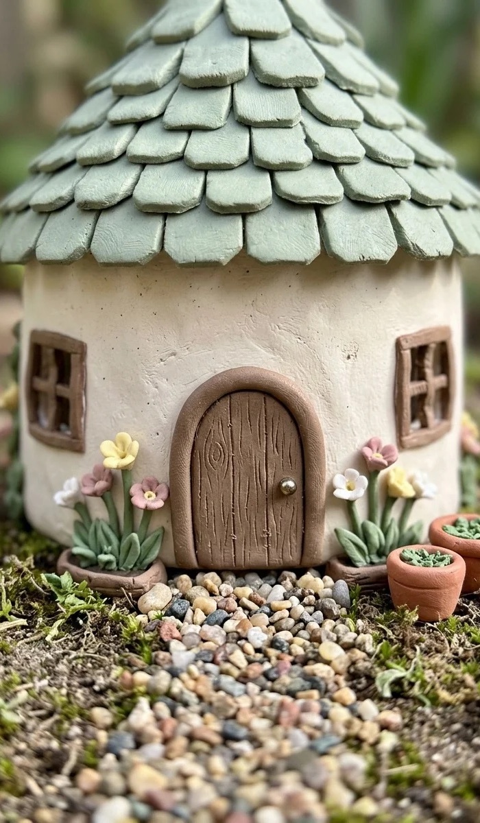 Clay Fairy Cottage with a Tiny Garden