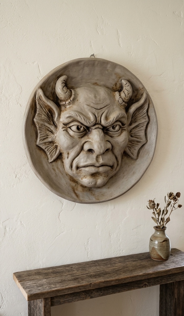 Clay Gargoyle Face Wall Hanging Ideas