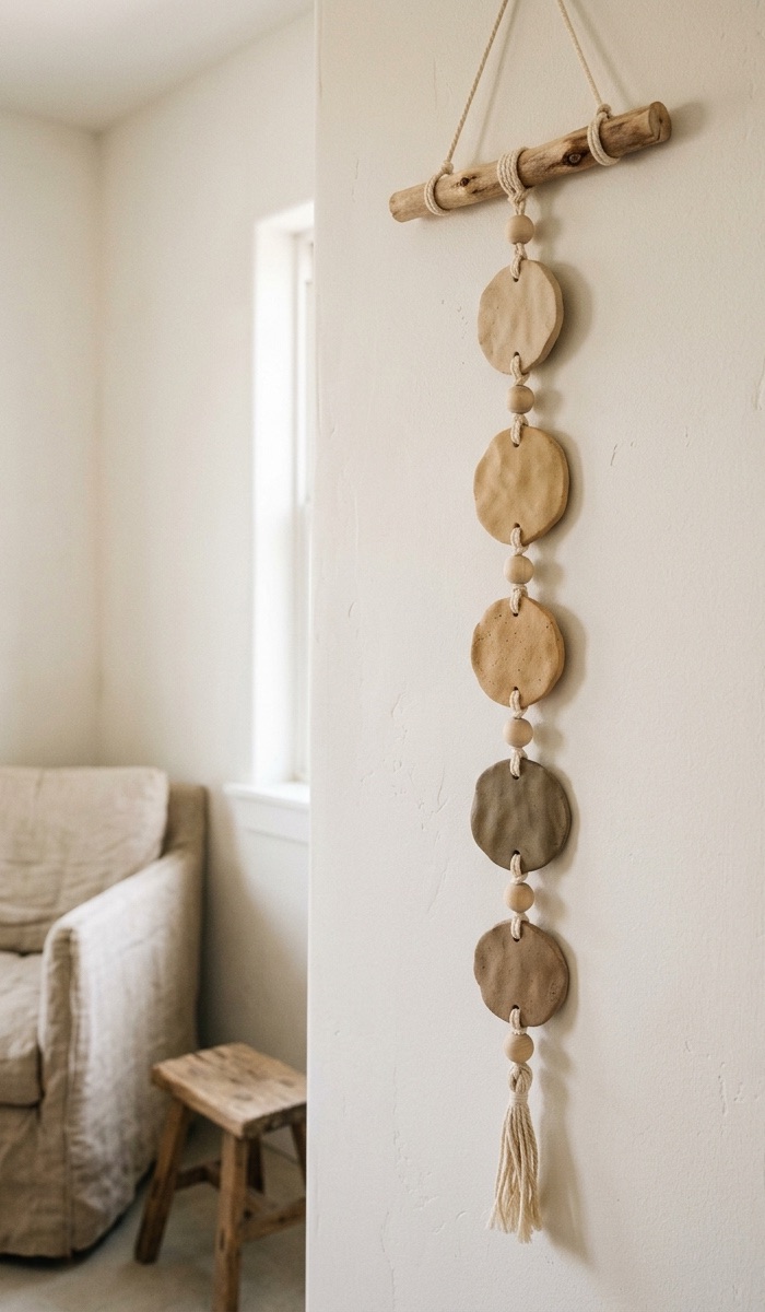 Clay Wall Hanging With Wooden Beads