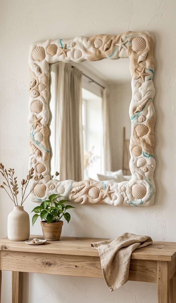 Coastal Seashell Foam Clay Mirror