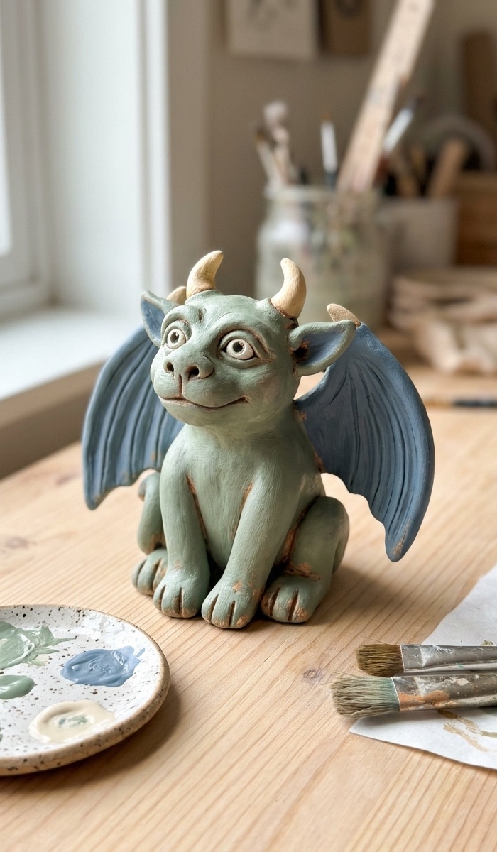 Colorful Painted Clay Gargoyle Ideas