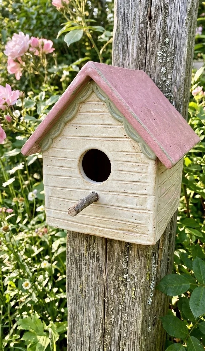 Cottage-Style Clay Bird House Inspiration
