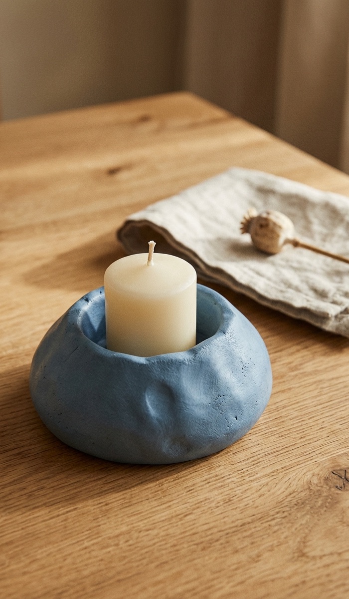 Cozy Blue Clay Candle Holder DIY
