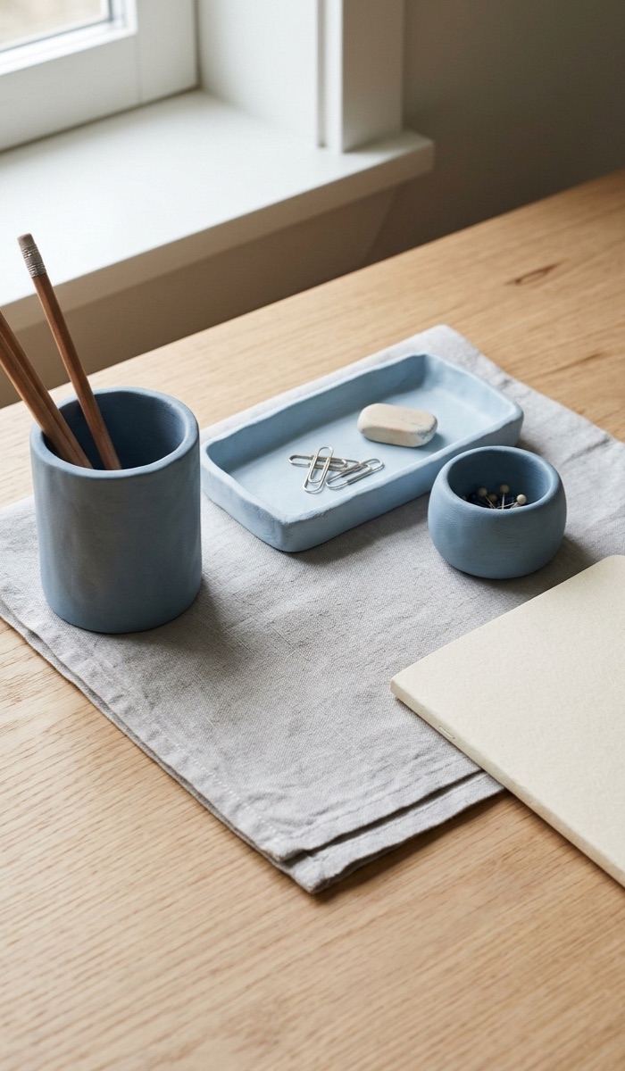 Creative Blue Clay Desk Organizer DIY