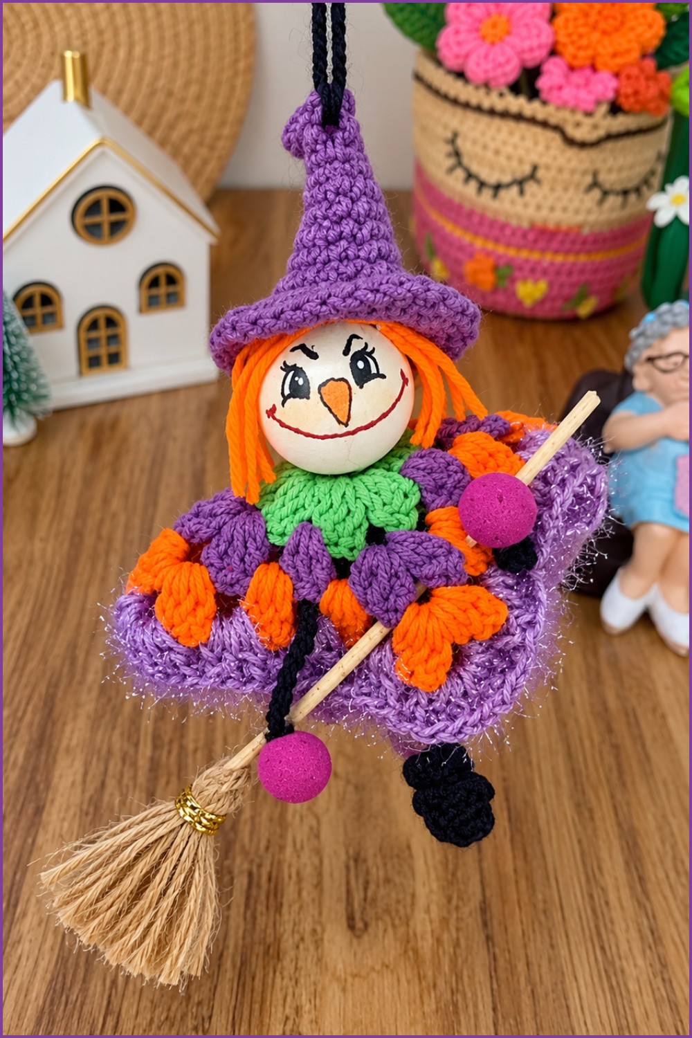 Crochet Halloween Witch Broom Pattern 1
