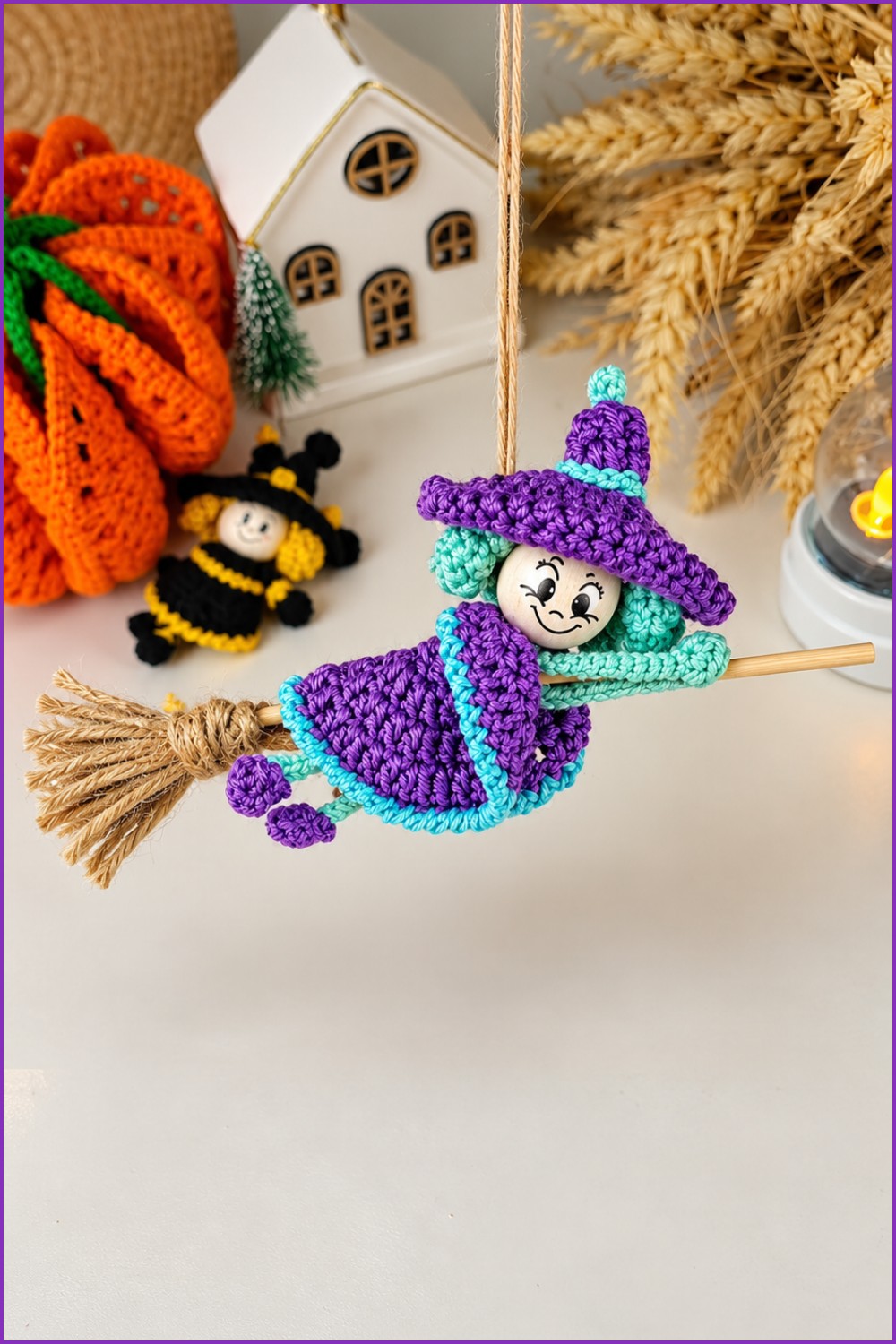 Crochet Halloween Witch Broom Pattern 3