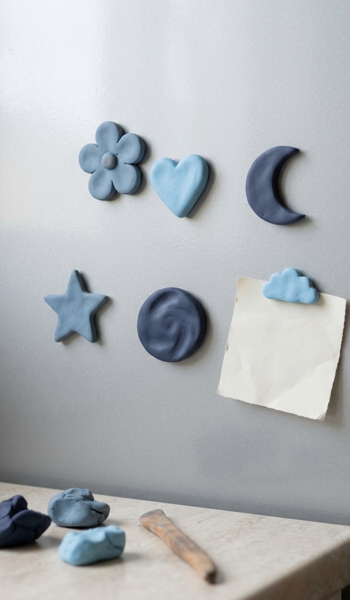 Cute Blue Clay Refrigerator Magnets DIY