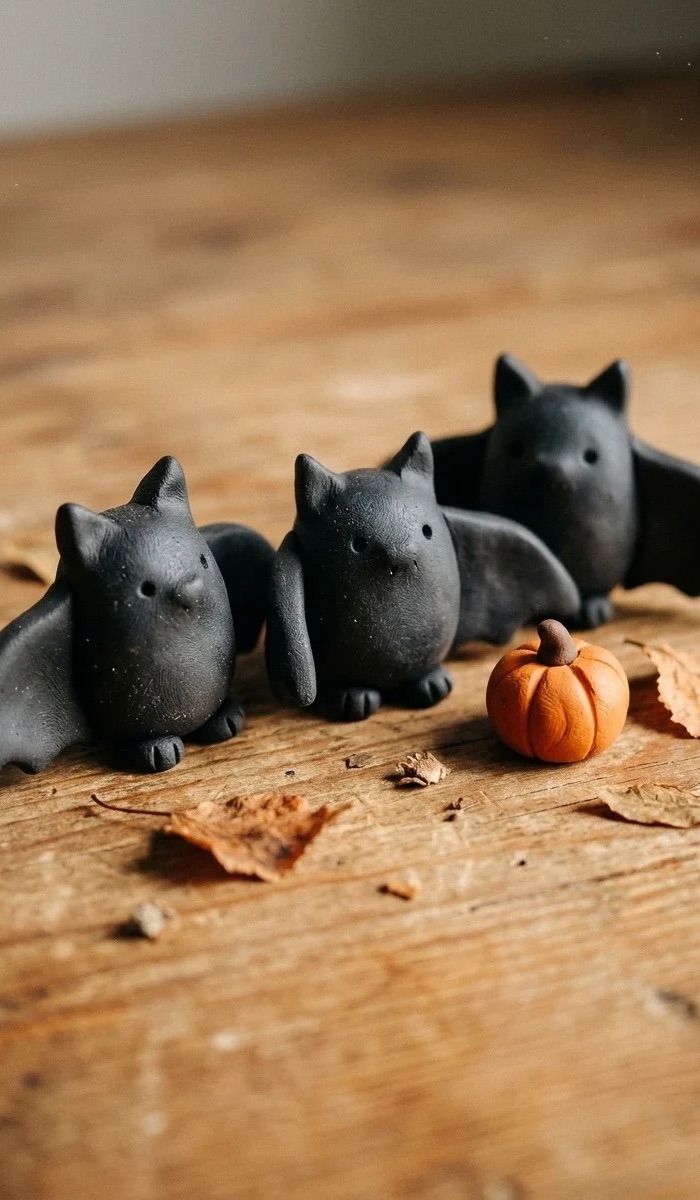 Cute Clay Bat Halloween Craft Ideas