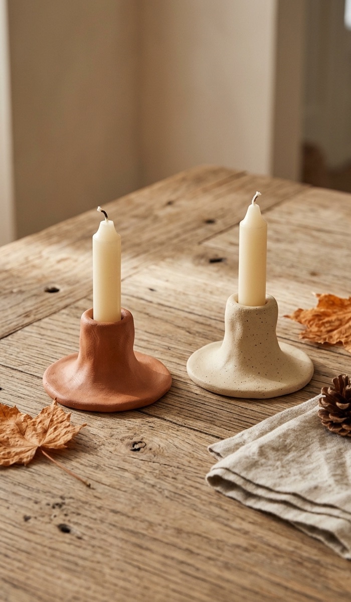 Cute Clay Candle Holders for Fall
