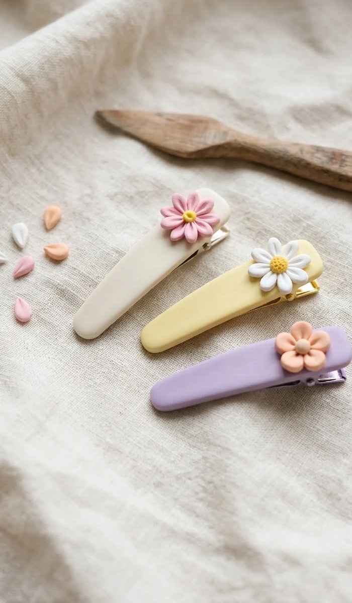 Cute Clay Flower Hair Clip Ideas