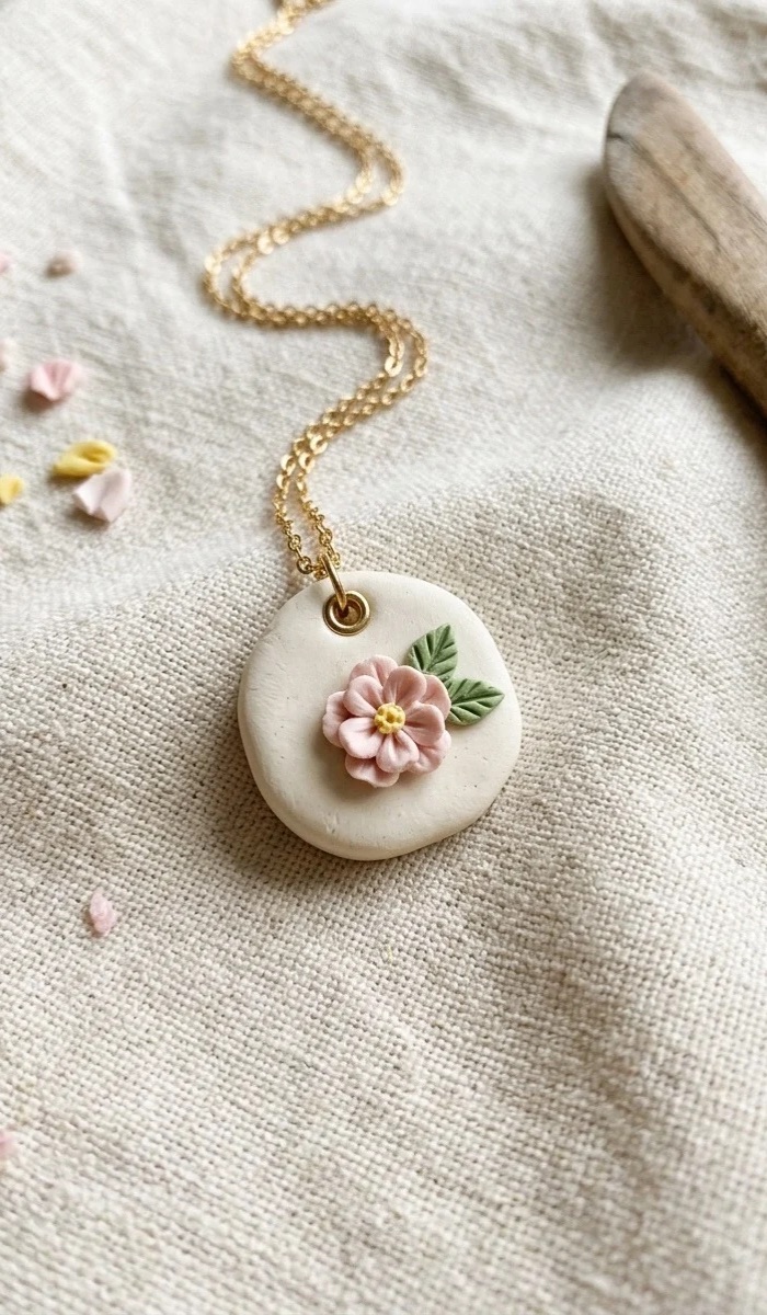 Cute Clay Flower Pendant DIY Ideas