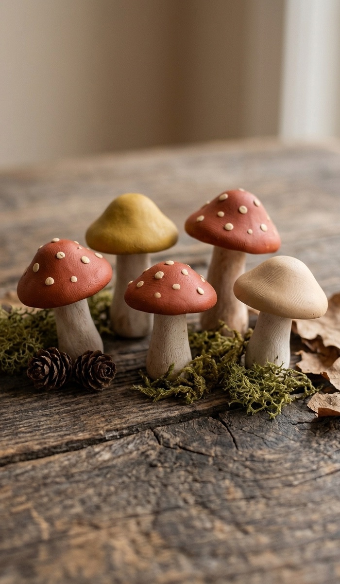 Cute Clay Mushroom Fall Ornaments