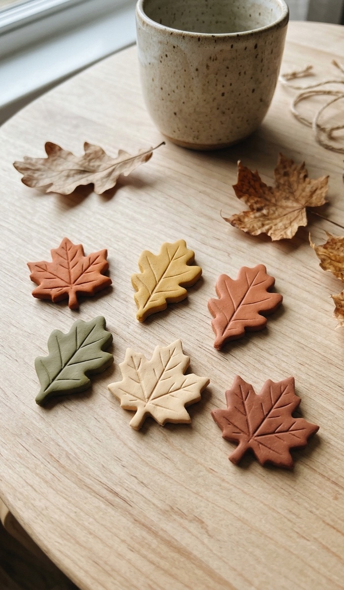 Cute Fall Clay Leaf Magnets