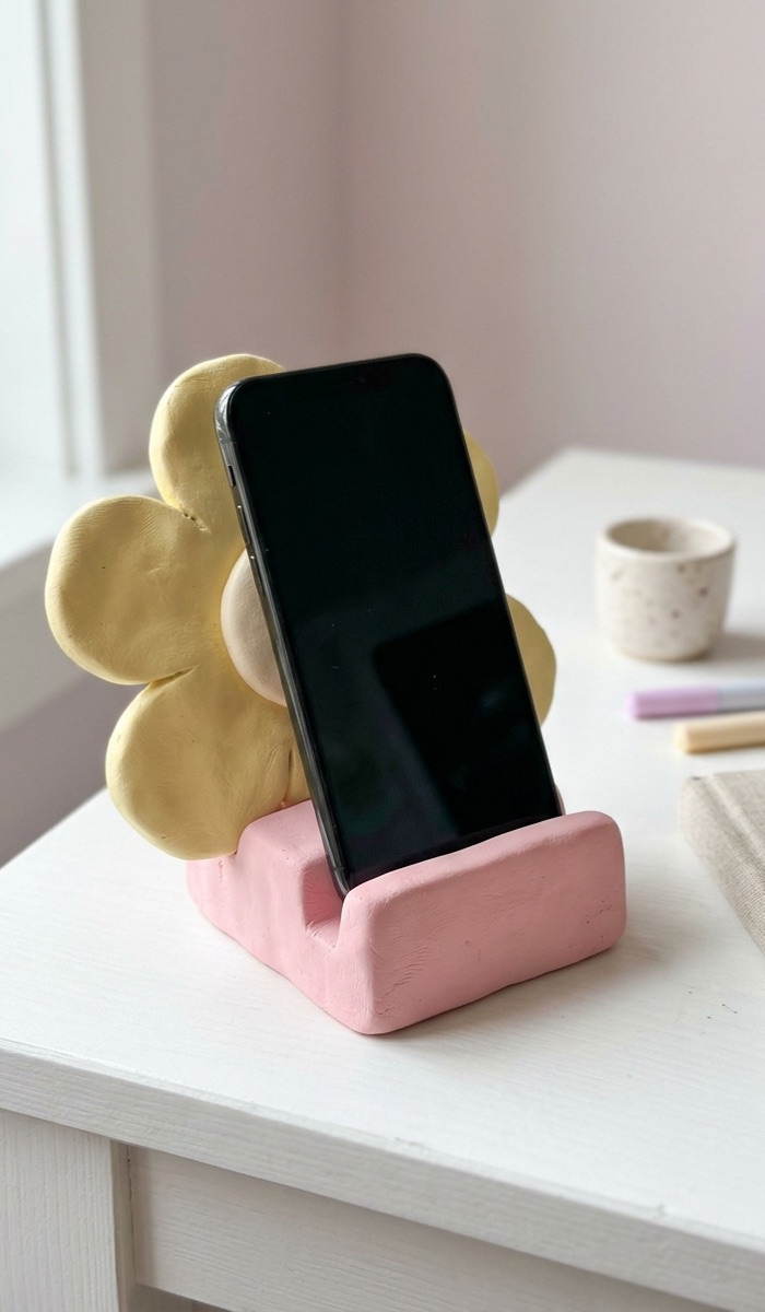 Cute Flower Clay Phone Stand