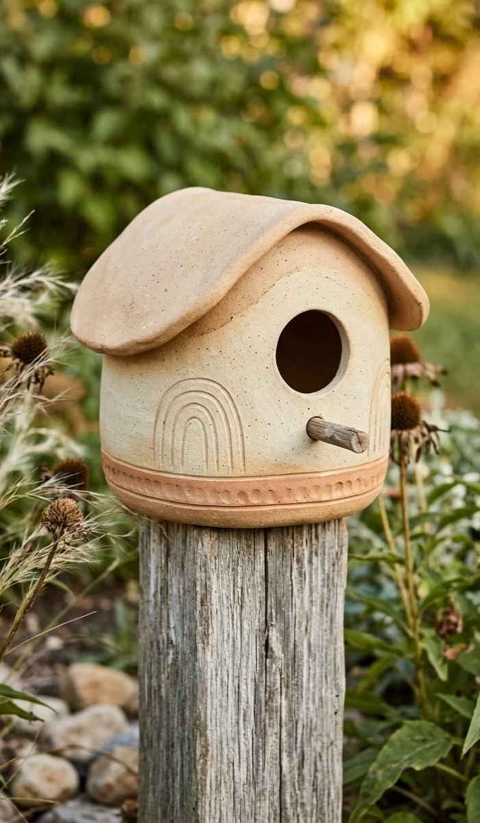 Earthy Boho Clay Bird House Ideas