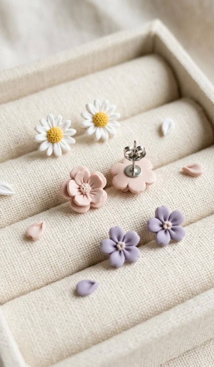 Easy Clay Flower Earring DIY Ideas