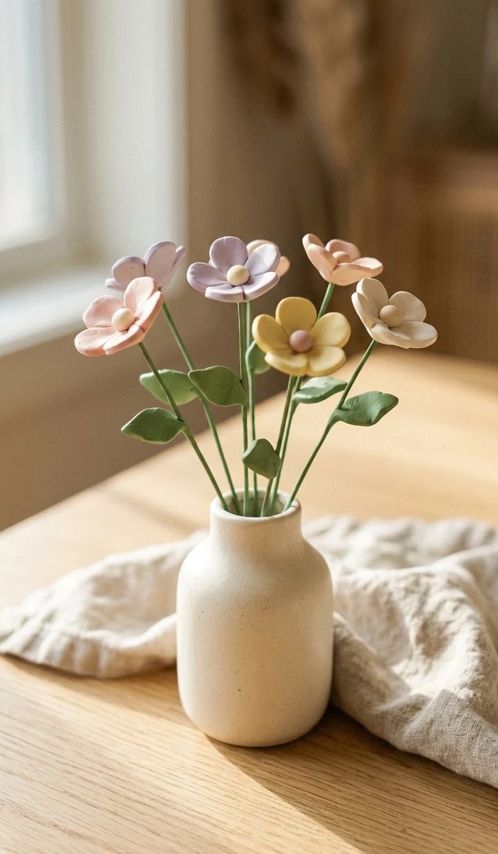 Easy Pastel Clay Flower Bouquet Ideas