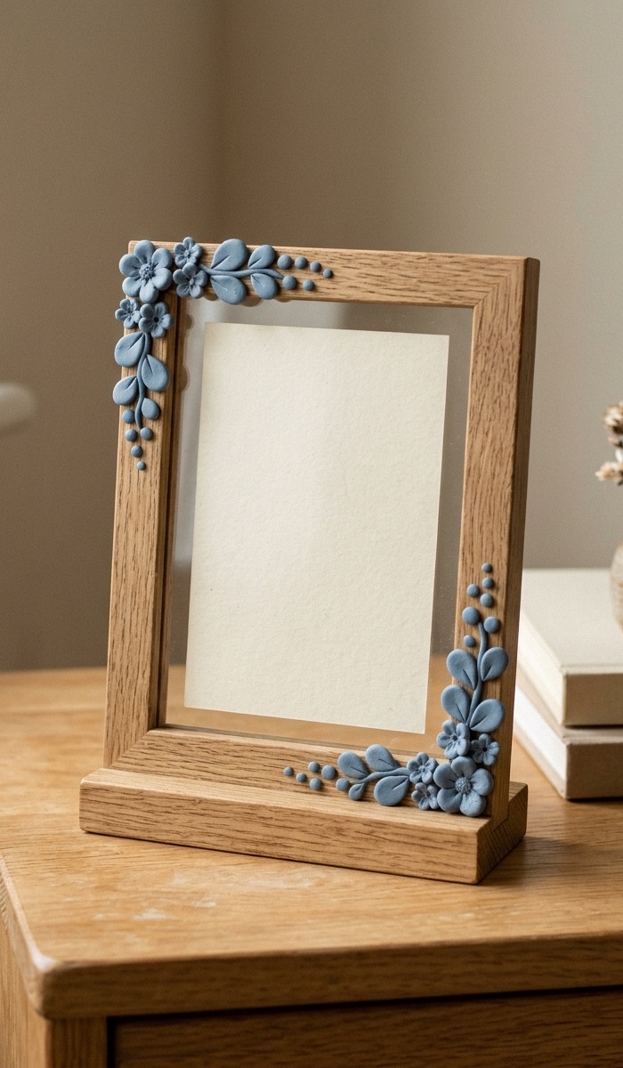 Elegant Blue Clay Photo Frame DIY
