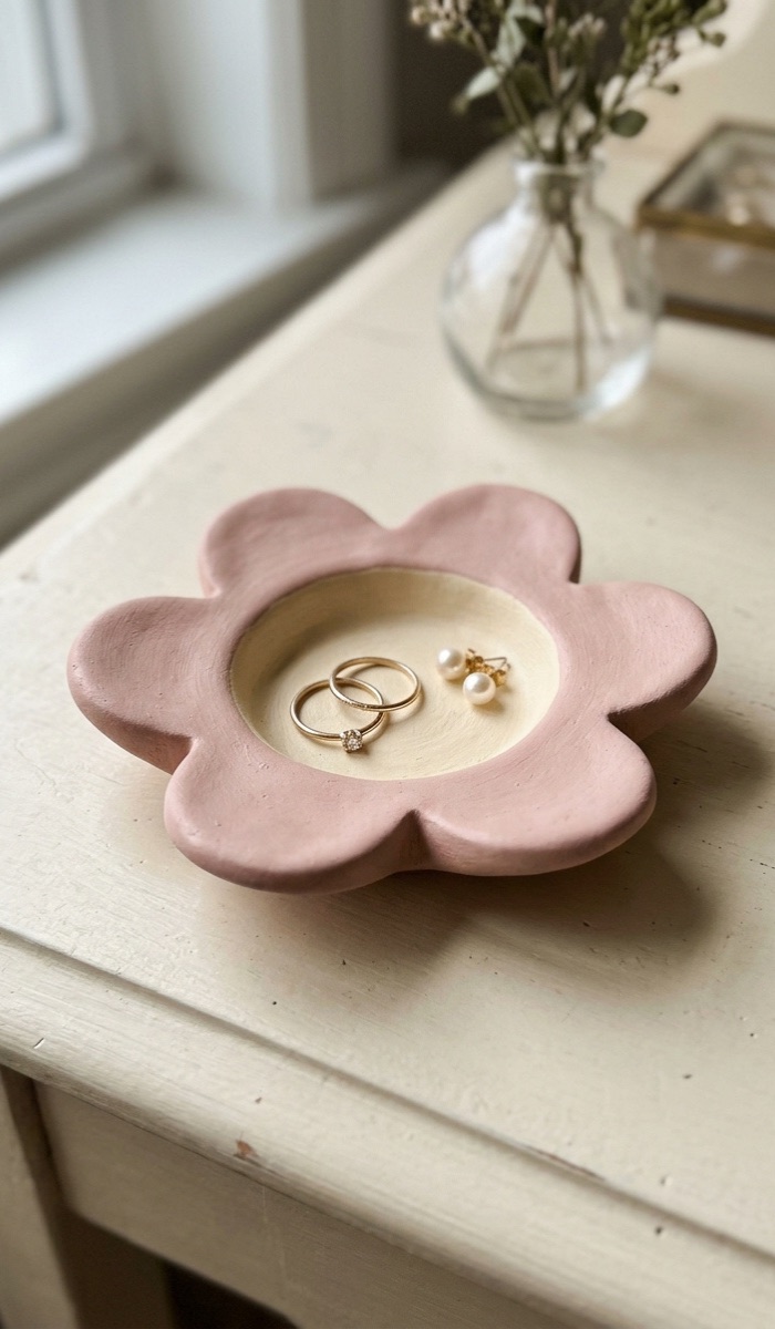 Flower-Shaped Clay Trinket Dish