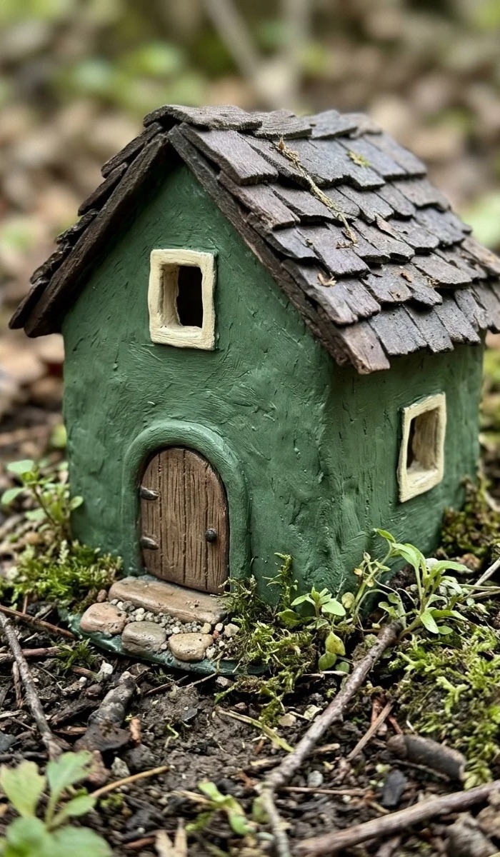 Forest Green Clay Fairy Cottage DIY