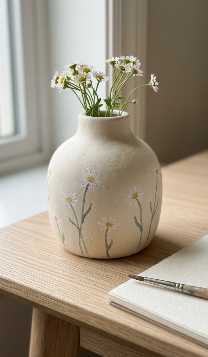 Hand-Painted Clay Flower Vase DIY