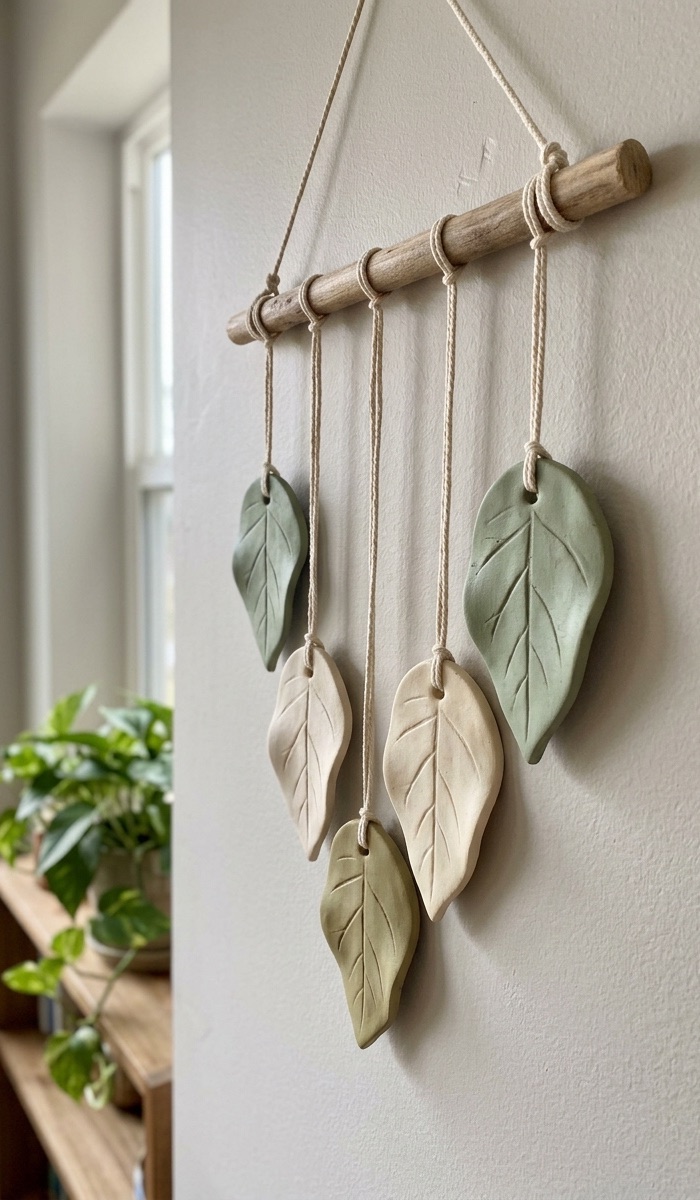 Handmade Air Dry Clay Leaf Wall Hanging