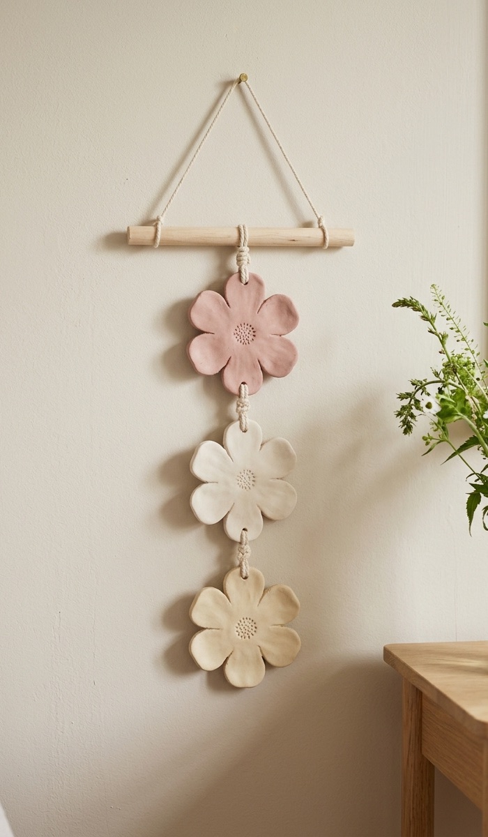 Handmade Floral Air Dry Clay Wall Hanging