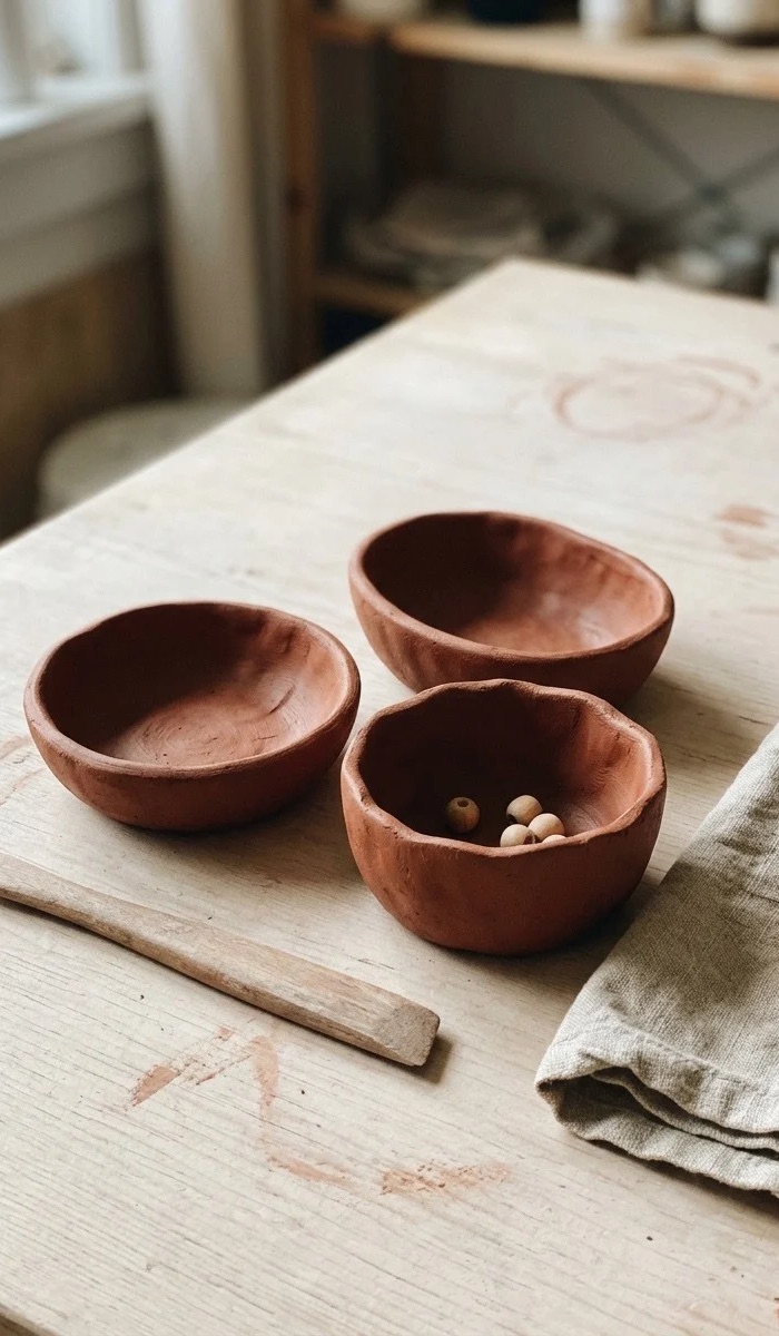 Handmade Red Clay Pinch Pot Bowls