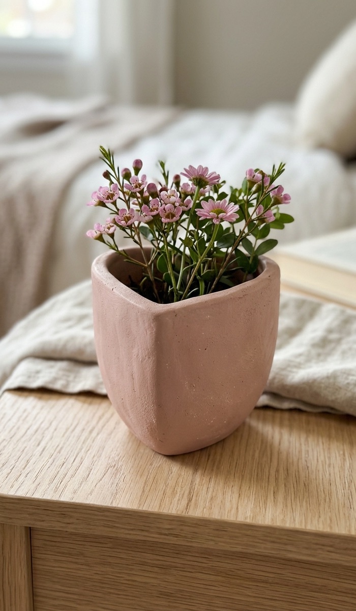 Heart-Shaped Air Dry Clay Flower Pot