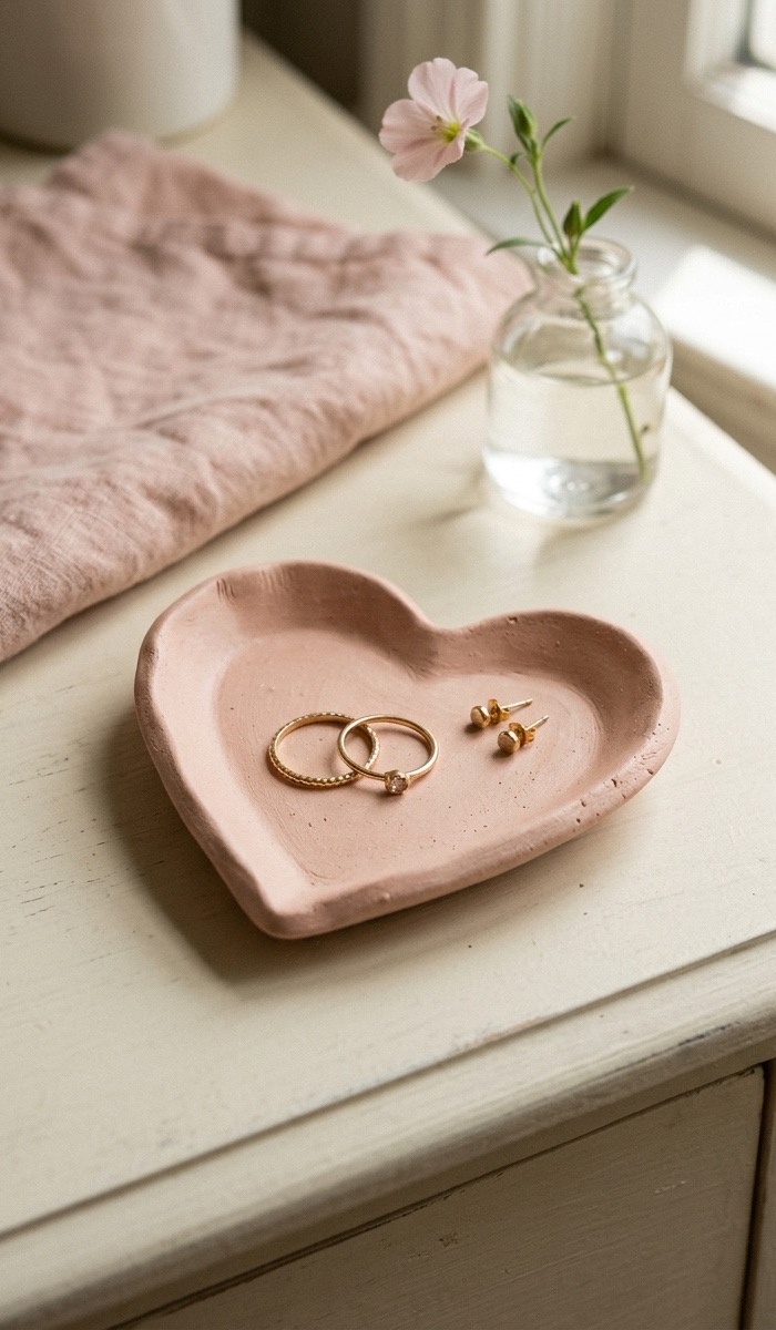Heart-Shaped Clay Trinket Dish