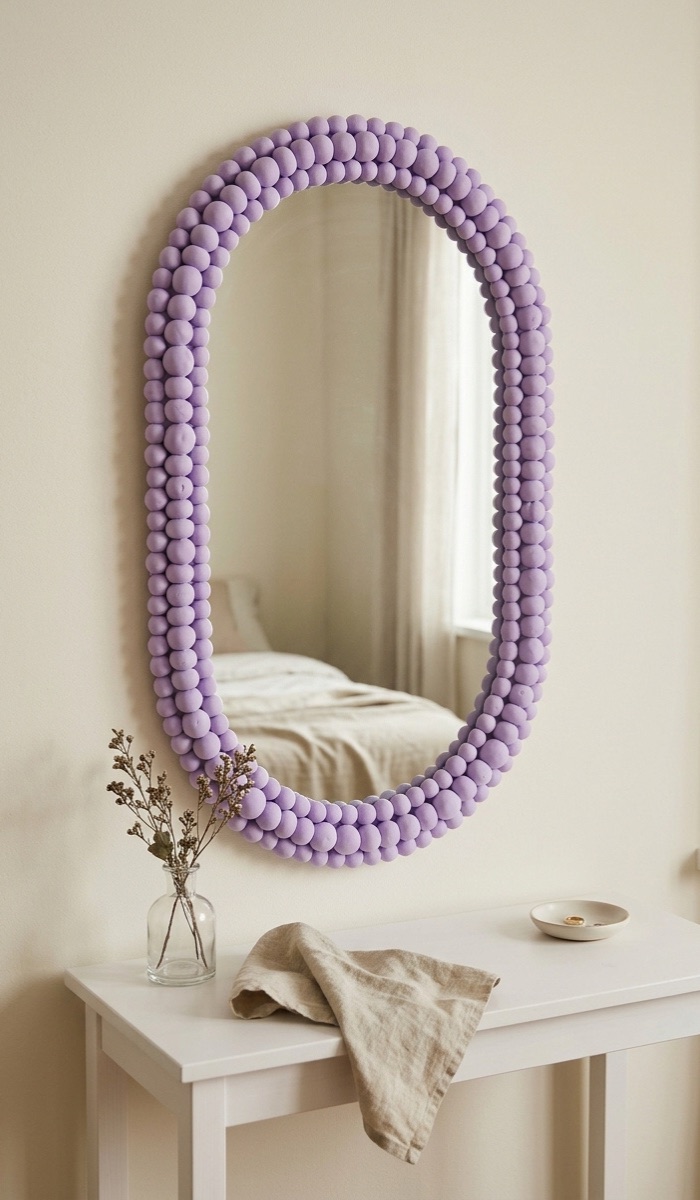 Lavender Beaded Foam Clay Mirror