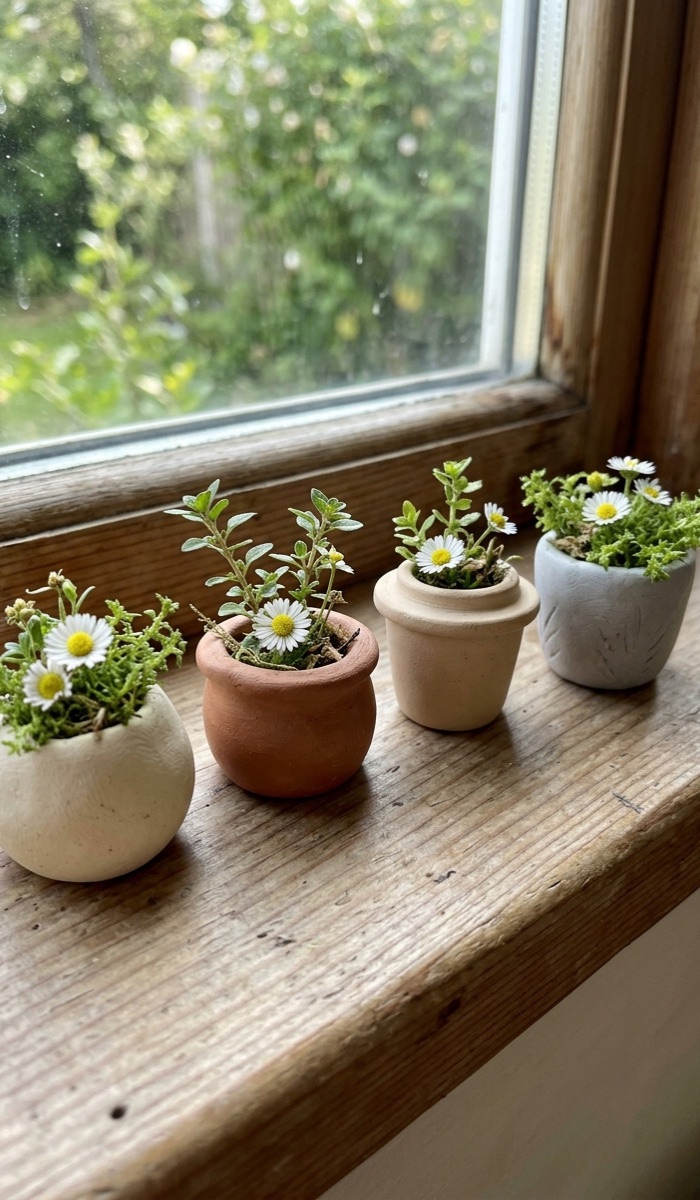 Mini Air Dry Clay Flower Pots DIY