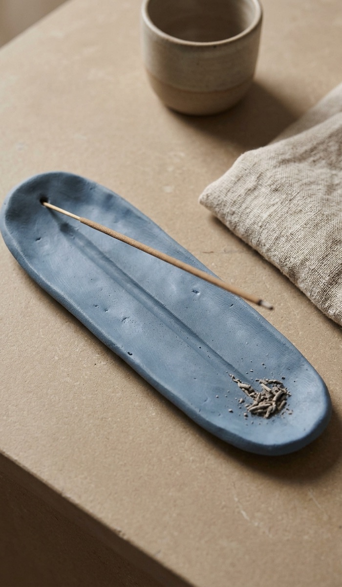 Minimal Blue Clay Incense Holder DIY