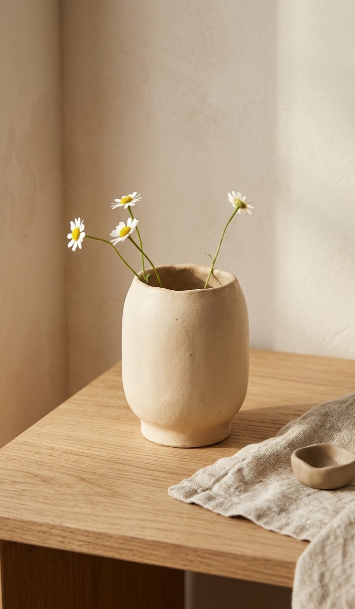 Minimalist Air Dry Clay Flower Pot Vase