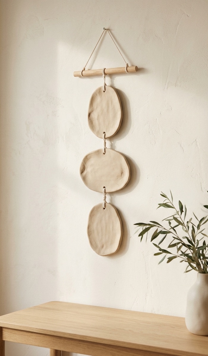 Minimalist Beige Air Dry Clay Wall Hanging