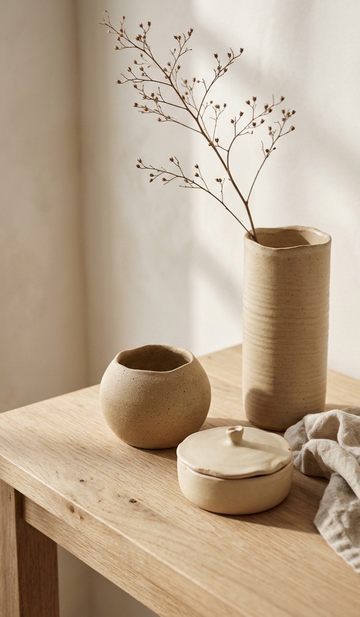 Minimalist Beige Clay Container Ideas