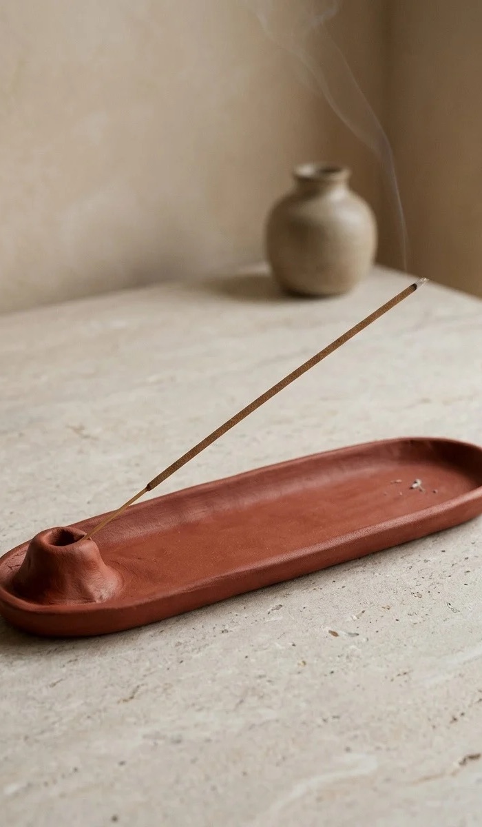 Minimalist Red Clay Incense Holder