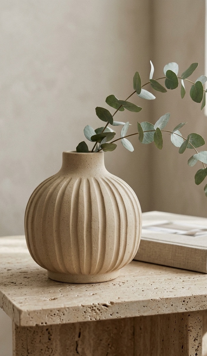 Modern Ribbed Air Dry Clay Vase DIY