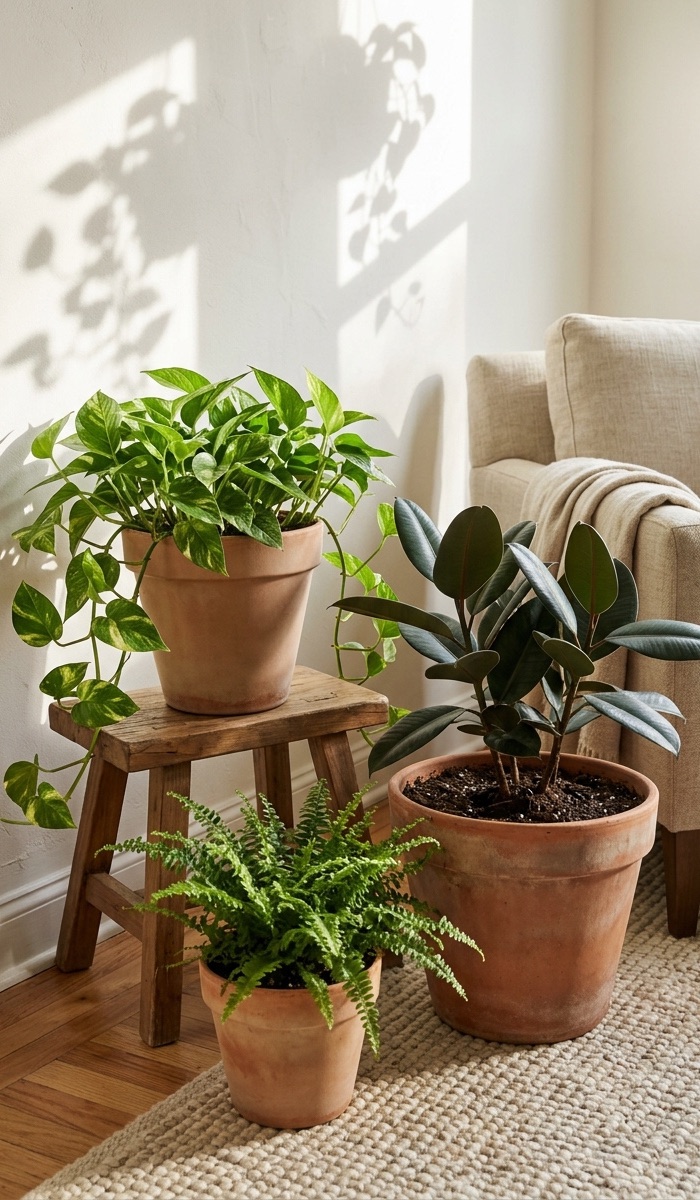 Natural Room Decor with Clay Planters