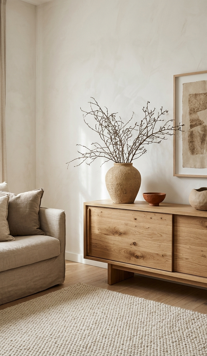 Neutral Earthy Room Decor with Handmade Clay