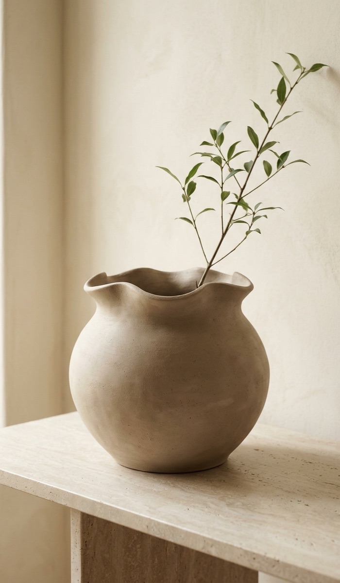 Organic Wavy Air Dry Clay Flower Vase