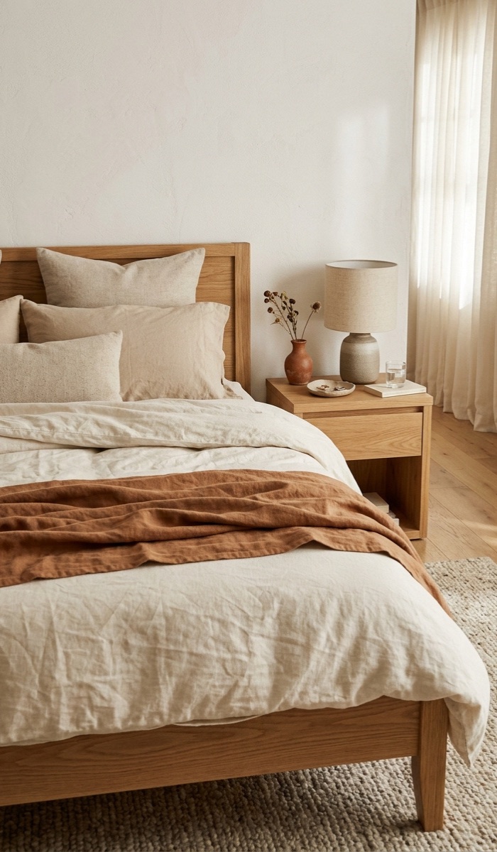 Peaceful Bedroom with Earthy Clay Accents