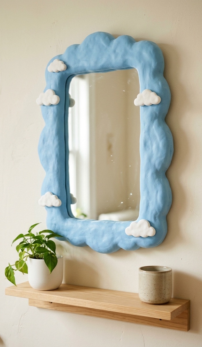 Blue Cloud Foam Clay Mirror Design