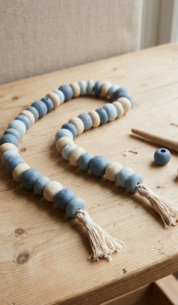 Pretty Blue Clay Beaded Garland DIY