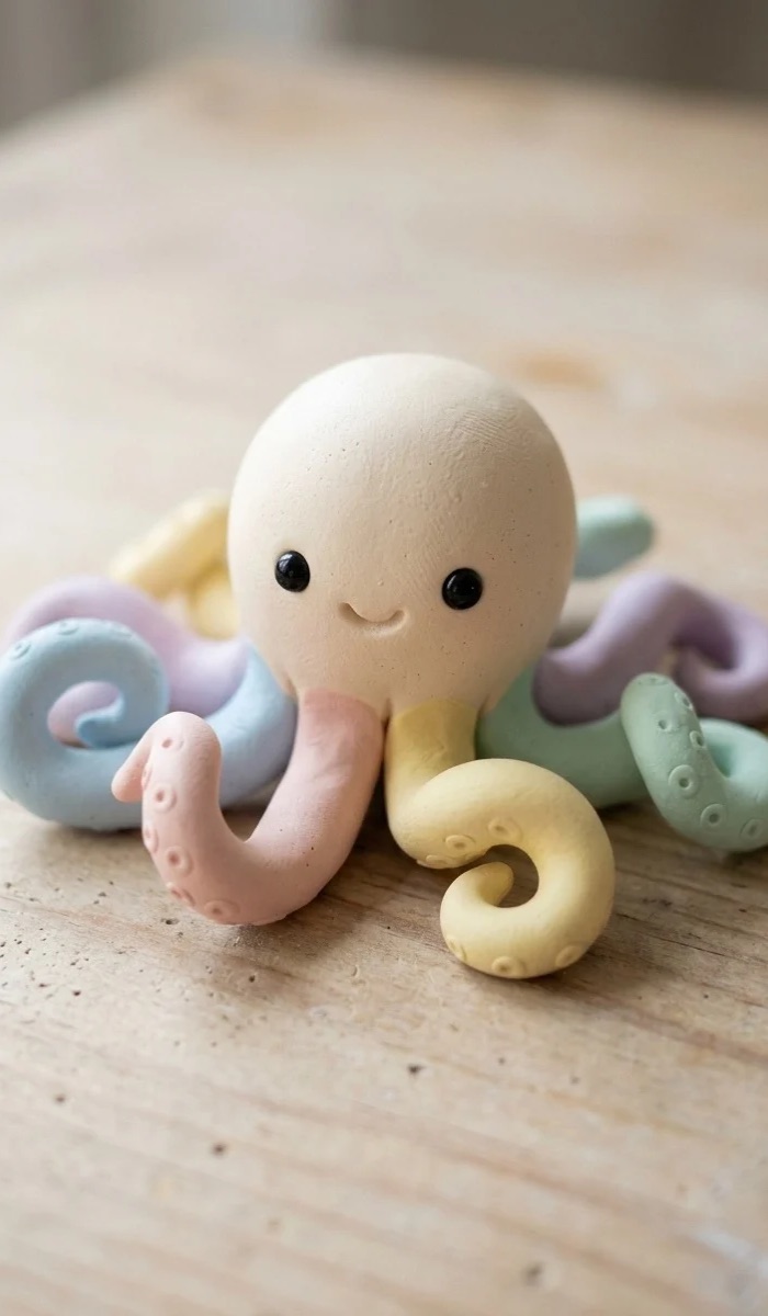 Rainbow Octopus Clay Figurine DIY