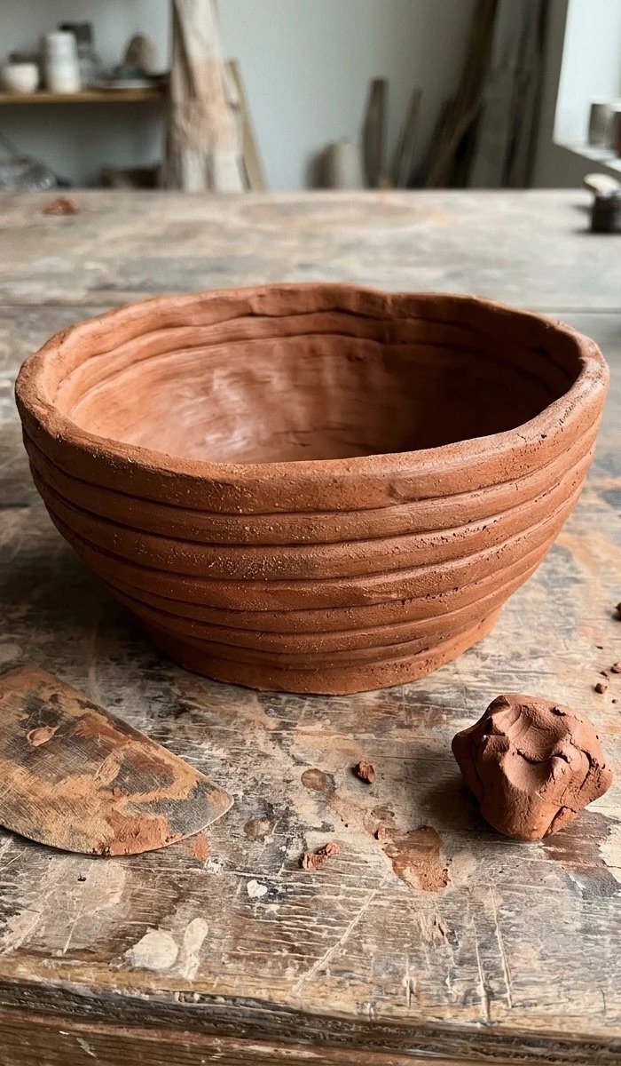 Red Clay Coil Pottery Bowl