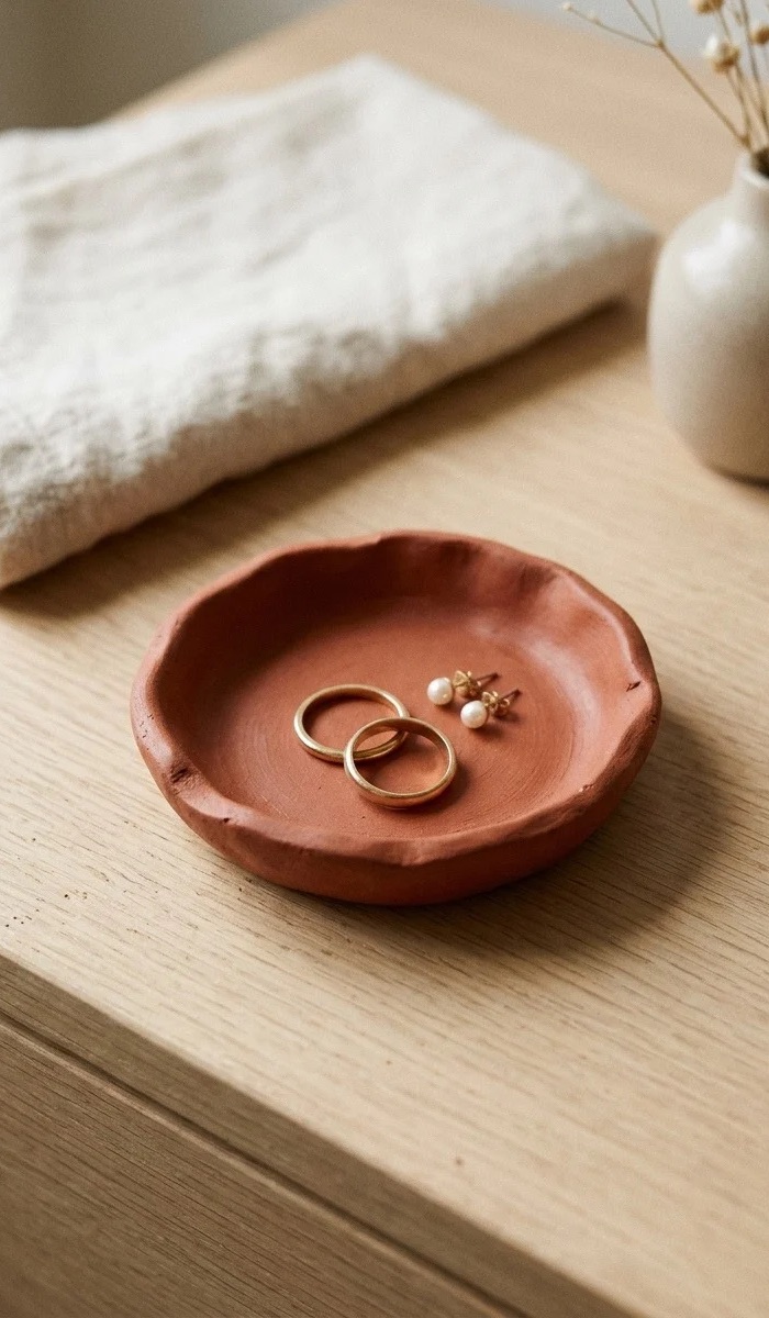 Red Clay Pottery Ring Dish