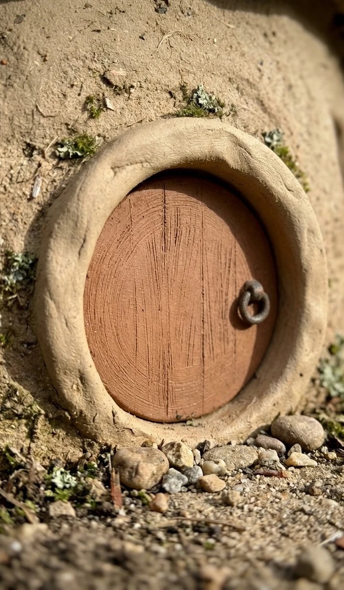 Round Clay Door for Miniature Homes