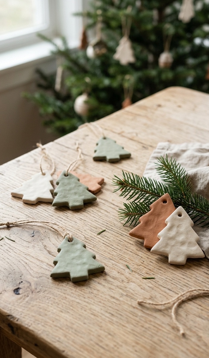Rustic Clay Christmas Tree Ornaments